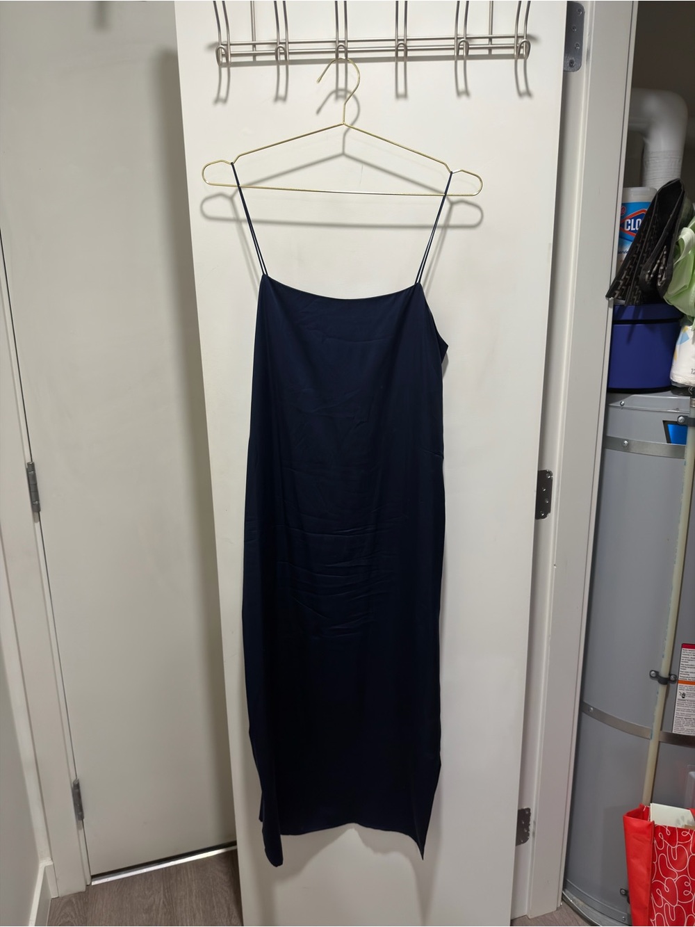 Reformation Navy Yoshe Slip Midi Dress